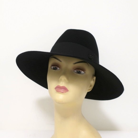 Maisin Michel Accessories - MAISON MICHEL KATE FEDORA HAT BLACK GROSGRAIN-TRIM
